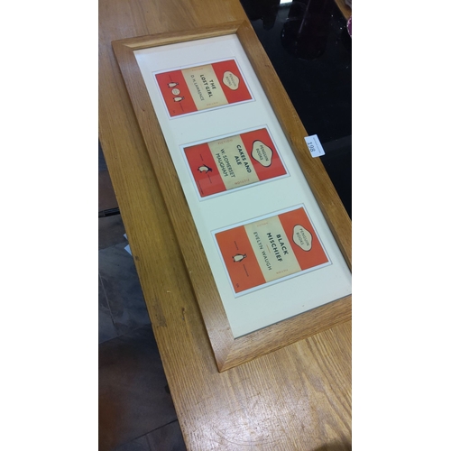 198 - Framed set of three Penguin Books covers: 