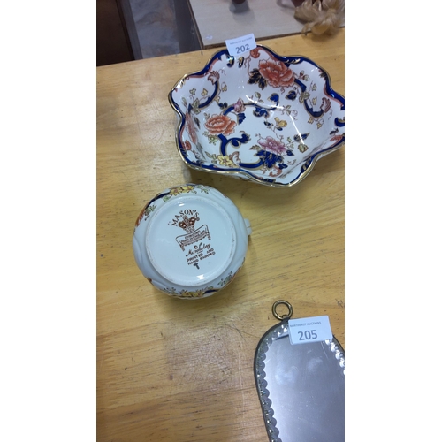 202 - Mason's Ironstone jug and bowl mandalay set, featuring vibrant floral motifs, printed and hand-paint... 