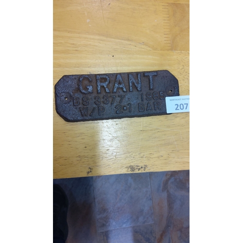 207 - Cast Iron Grants Industrial plaque