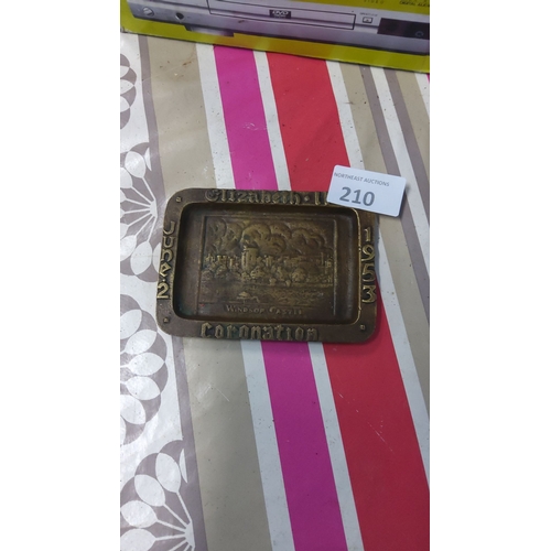 210 - Brass ashtray from 1953 featuring Windsor Castle engraving.