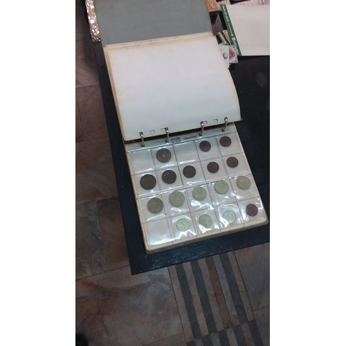 223 - Collection of assorted vintage coins in a binder with sleeves, including various denominations and d... 
