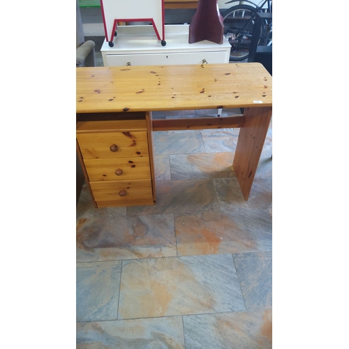 299 - Solid pine desk with three drawers, natural finish.