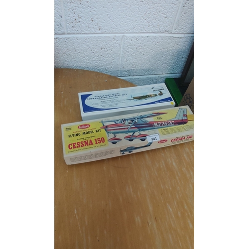 341 - Guillow's Cessna 150 flying model kit and West Wings Supermarine Spitfire Mk1 balsa wood kit. Authen... 
