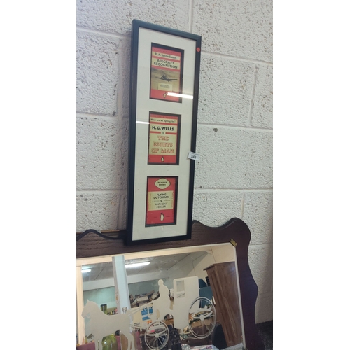 348 - Framed collection of three Penguin book covers: 