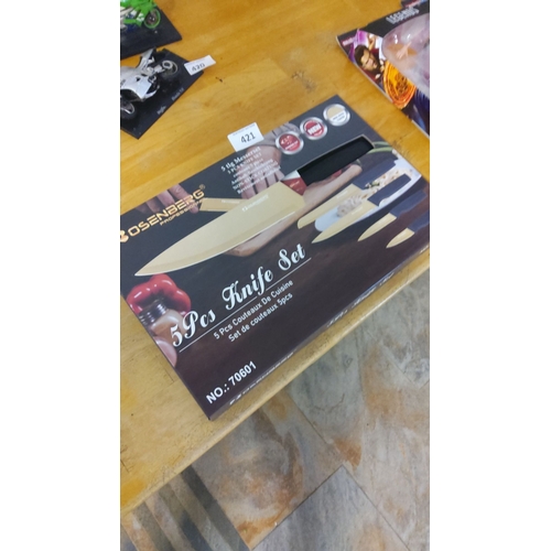 421 - Rosenberg knife set, model 70601, features non-stick coating and ergonomic handles.