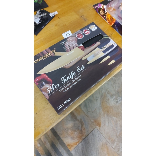 421 - Rosenberg knife set, model 70601, features non-stick coating and ergonomic handles.