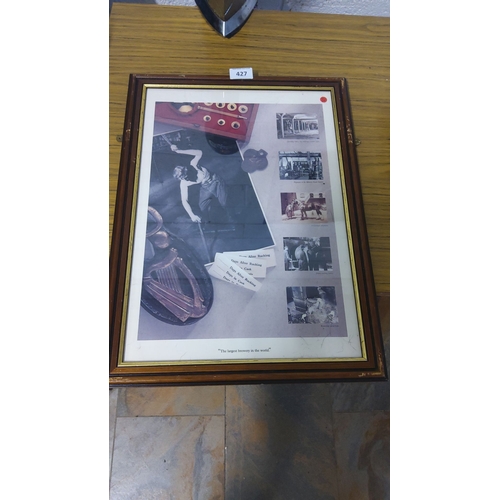 427 - Framed original print collage features brewery-themed imagery, highlighting traditional beer-making ... 