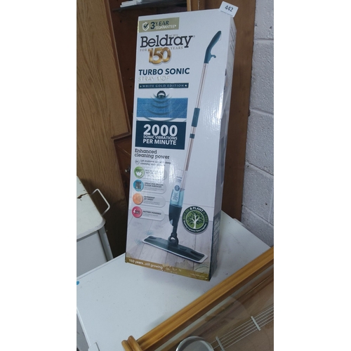 442 - Beldray Turbo Sonic Spray Mop, White Gold Edition, features 2000 sonic vibrations per minute for enh... 
