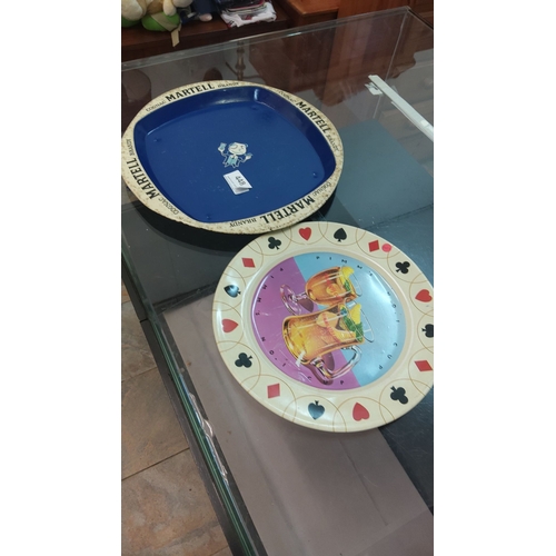 448 - Pair of decorative trays featuring vintage branding: Martell Cognac and Pimm's. Metal construction w... 