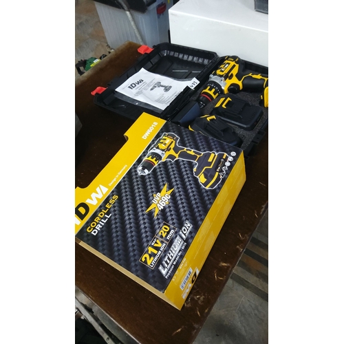 473 - New Cordless Drill IDWA DW6018, 21V Lithium-Ion. Complete with carry case and manual.