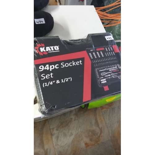 475 - KATO Performance 94-piece socket set includes 1/4