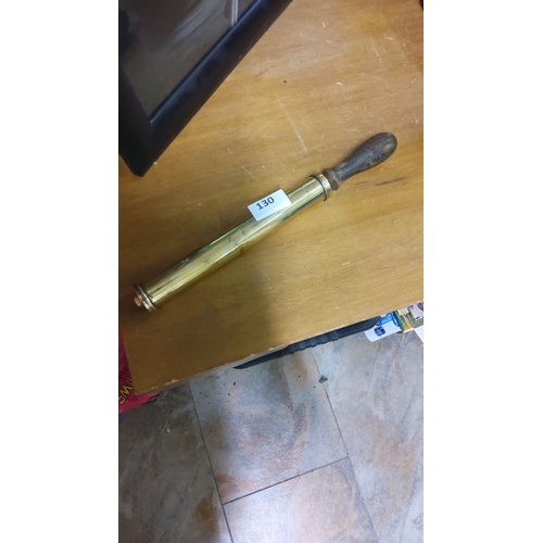 130 - Vintage Brass pump with wooden handle