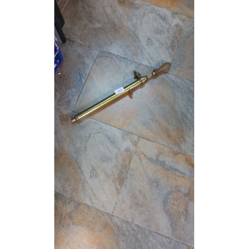 227 - Vintage brass pump with wooden handle