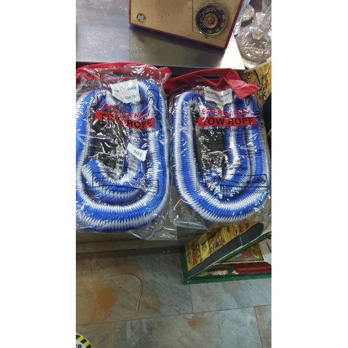 301 - Pair of Red Star emergency tow ropes, model THR-03. High-strength braided design.