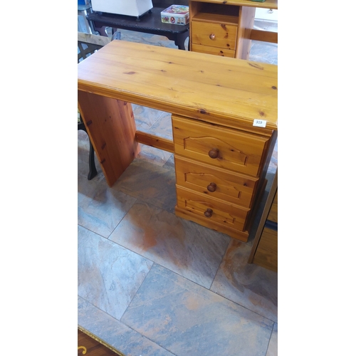 319 - Pine wood desk with three drawers, natural finish.