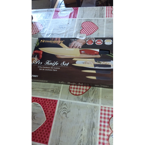 357 - Rosenberg Professional 5-Piece Knife Set features non-stick coating.