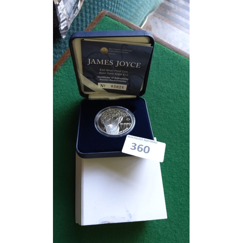 360 - Silver Proof 10 euro Coin with Certificate of Authenticity from Central Bank of Ireland, in original... 