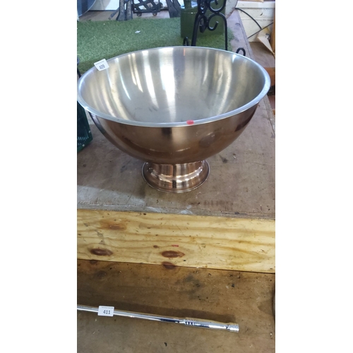 409 - Stainless steel punch bowl with pedestal base