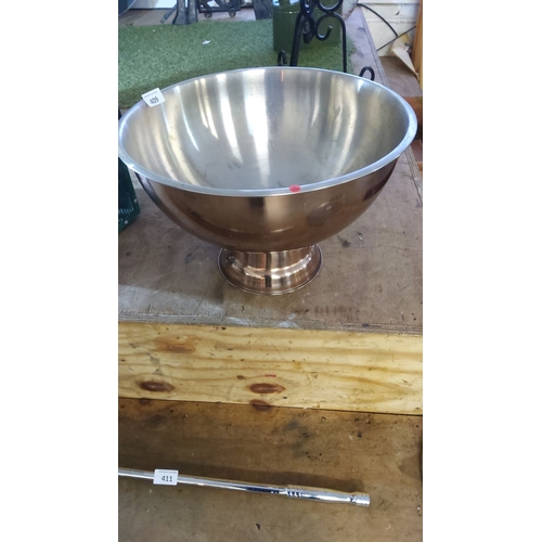 409 - Stainless steel punch bowl with pedestal base