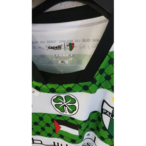 412 - Capelli Sport Palestino FC football jersey, size XL, features green and white stripes with embroider... 