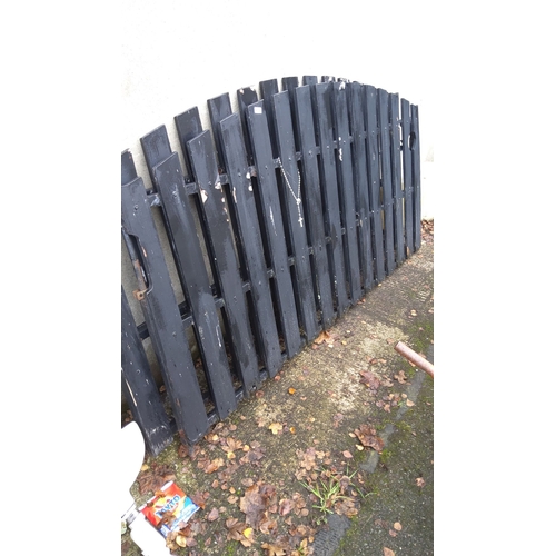 458 - 2 x 7ft wooden panel gates with iron frames