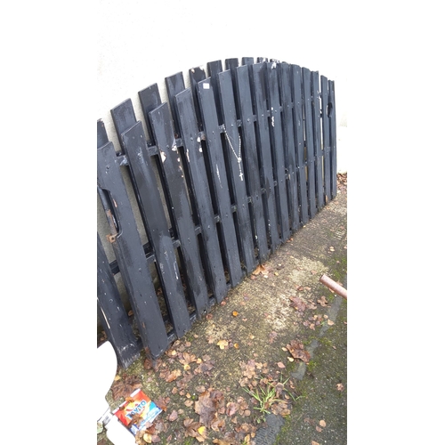 458 - 2 x 7ft wooden panel gates with iron frames