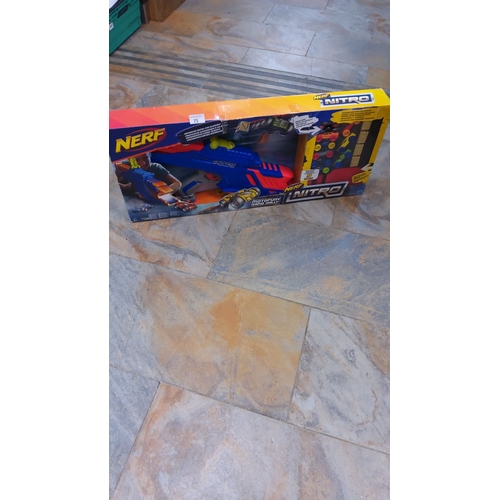 75 - Nerf Nitro Motofury Rapid Rally set, boxed. Includes blaster and foam cars.