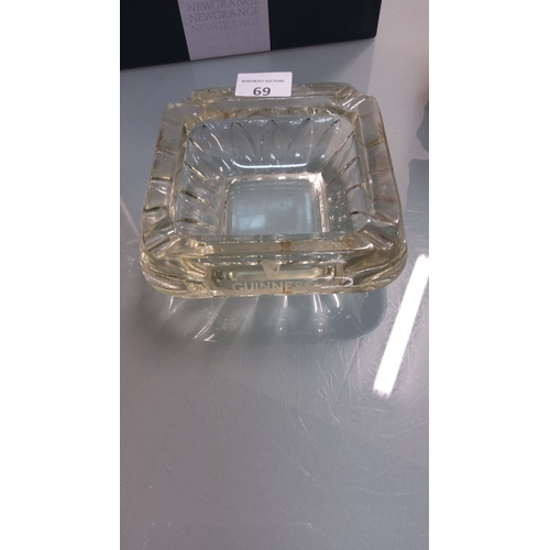 69 - Original Guinness Glass ashtray with a geometric design.