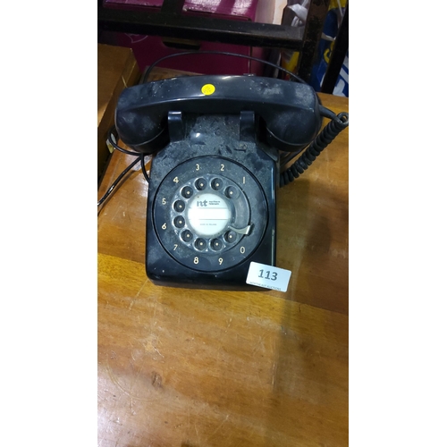 113 - Vintage Northern Telecom rotary telephone, black. Made in Ireland. Classic design.