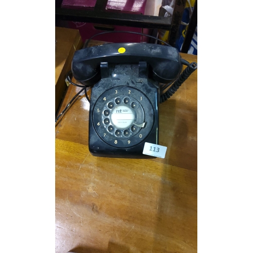 113 - Vintage Northern Telecom rotary telephone, black. Made in Ireland. Classic design.