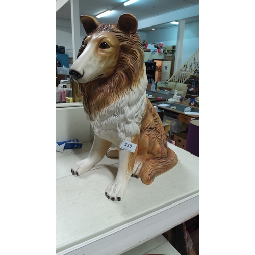 119 - Hand-painted ceramic Collie dog figurine, showcasing intricate fur detailing and lifelike expression... 