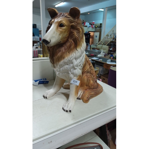 119 - Hand-painted ceramic Collie dog figurine, showcasing intricate fur detailing and lifelike expression... 