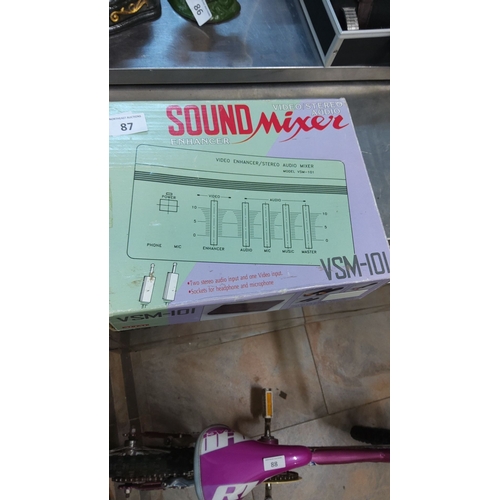 87 - Vintage Sound Mixer VSM-101, video/stereo audio enhancer in original packaging, features dual stereo... 