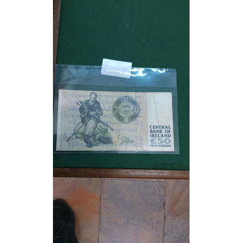 97 - Central Bank of Ireland £50 banknote featuring Douglas Hyde, from the 20th century. Includes Gaelic ... 