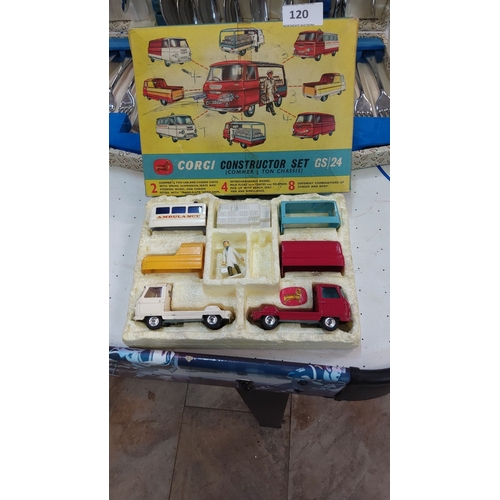 120 - Vintage Corgi Constructor Set, GS24. Commer models with interchangeable parts. Includes milk float, ... 