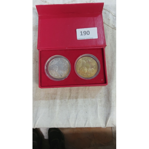 190 - Chinese Year of the Rat 2 Coin Set in display case