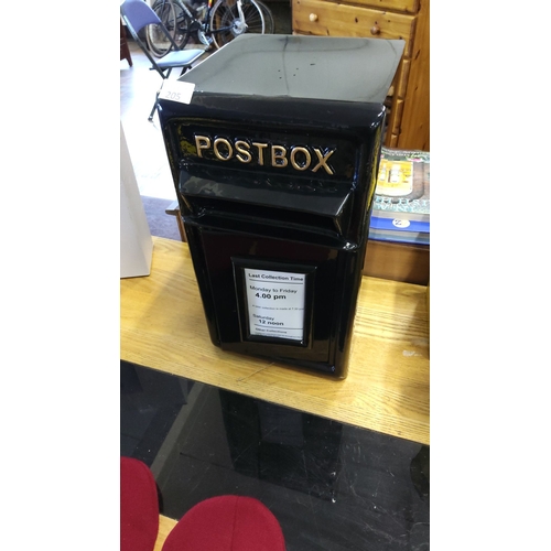 205 - Vintage style black cast iron front postbox, featuring classic lettering and collection time details... 