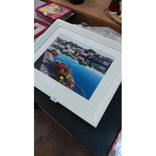 229 - Framed landscape photograph print,Kinsale Co Cork,vibrant floral foreground with serene water reflec... 