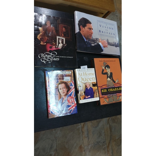 230 - Mixed lot of five collectible books, including royal biographies and classic television insights.