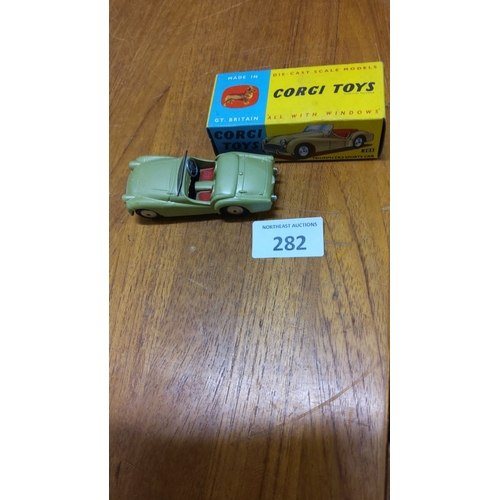 282 - Original Corgi Toys Triumph TR3 model, vintage die-cast collectible with original box(immaculate)