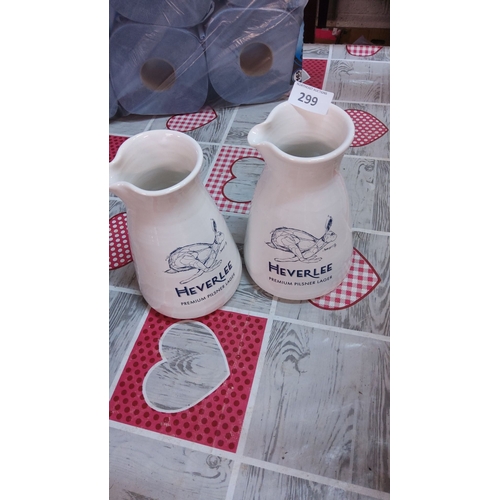 299 - 2 x Heverlee ceramic pub water jugs