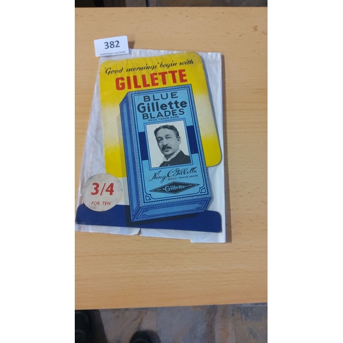 382 - Vintage Gillette Blue Blades advertising shop showcard, featuring iconic branding and imagery. Promo... 