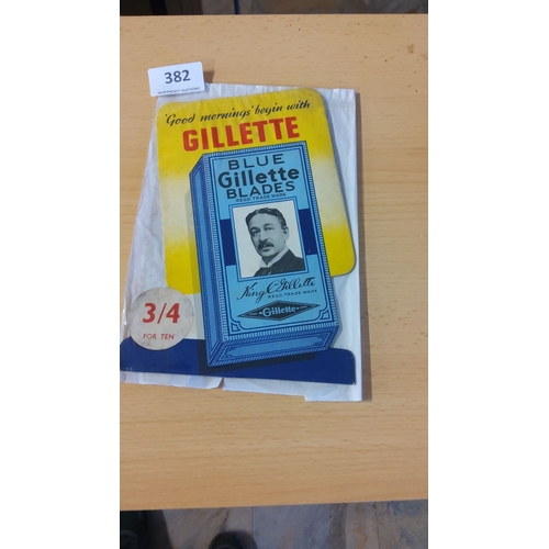 382 - Vintage Gillette Blue Blades advertising shop showcard, featuring iconic branding and imagery. Promo... 