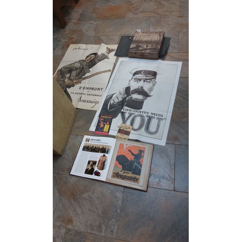 65 - WWI memorabilia lot includes vintage posters, 