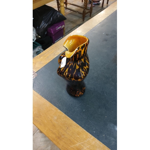 68 - Art Nouveau-style tortoiseshell glass vase, from the early 20th century. Unique asymmetrical design.