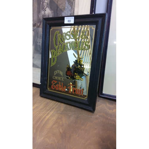 88 - Vintage Crosse & Blackwell’s mirrored advertising sign, early 20th century. Black wood frame.