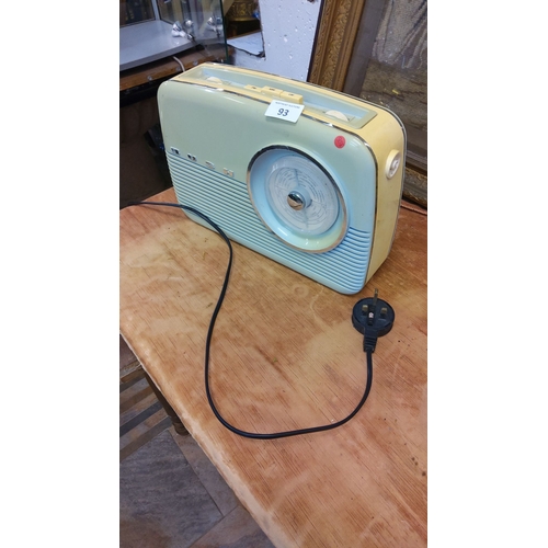 93 - 1950s Bush Bakelite Radio, pastel hues, classic design. Plug-in model with charming retro style.