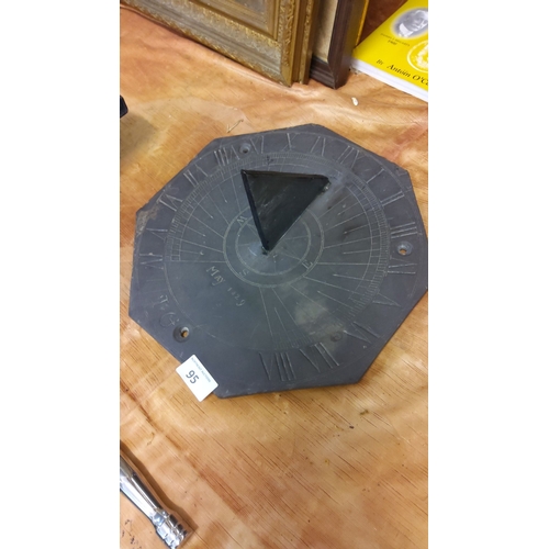 95 - 19th-century slate sundial, dated May 1829. Octagonal design with Roman numerals.(superb piece)