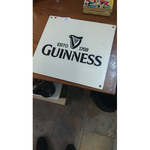 113 - Vintage Guinness advertising metal sign, featuring classic harp logo and 