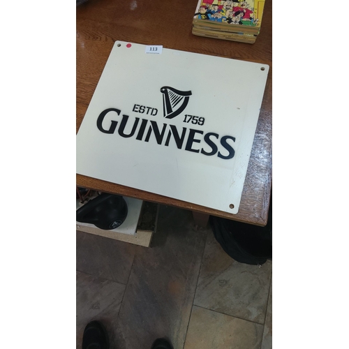 113 - Vintage Guinness advertising metal sign, featuring classic harp logo and 